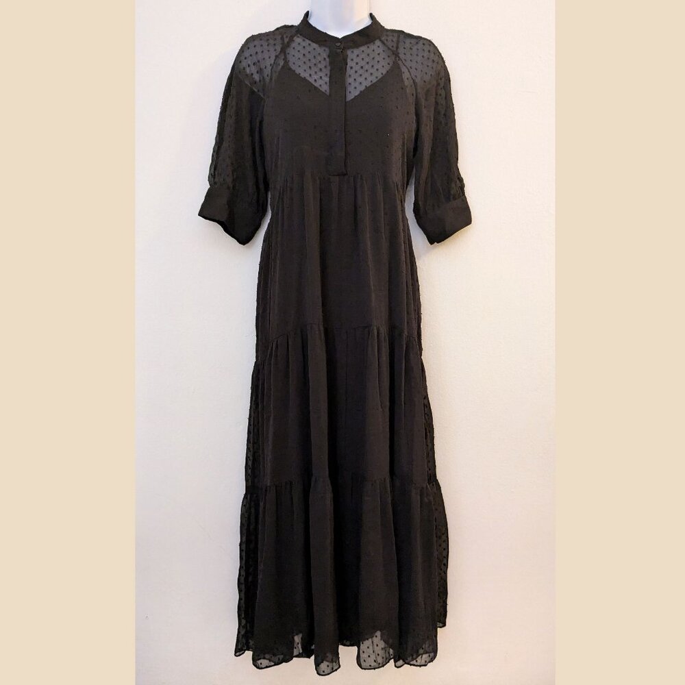 Zara Black Sheer Polka Dots Casual Dress Size XS